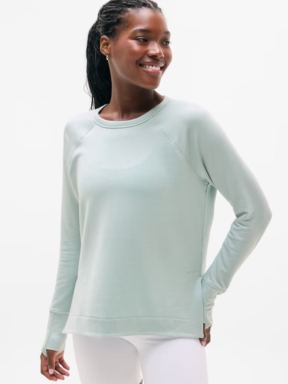 New Athleta M Coaster Luxe Recover Sweatshirt Current Green Medium Regular